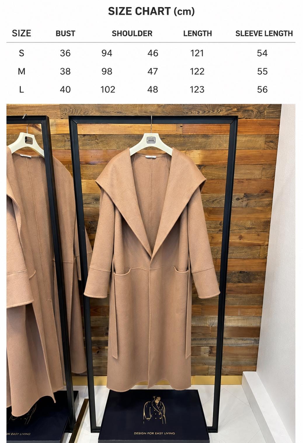 Coat Elegant double sided wool hooded coat