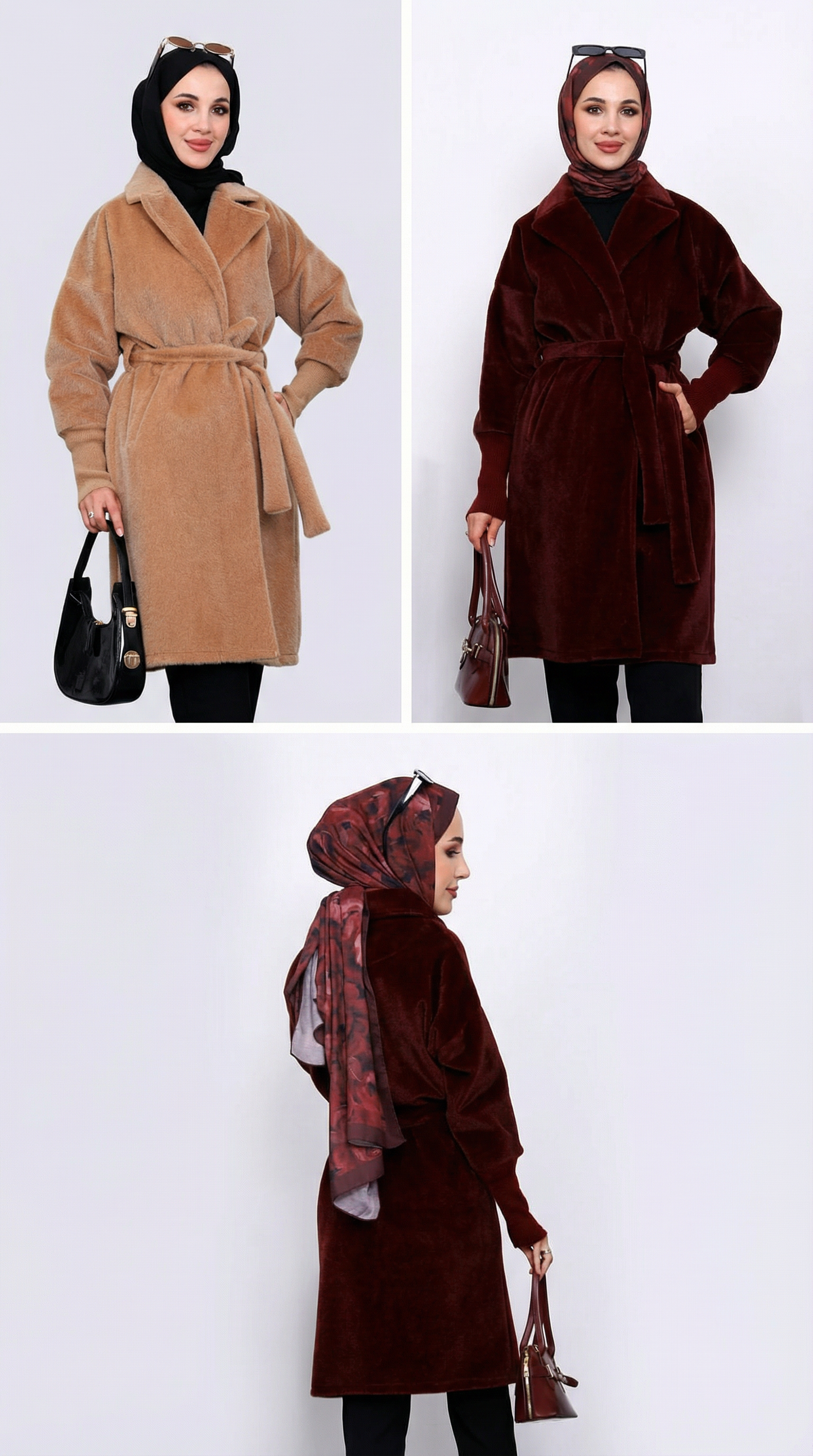 Winter knitwear detail coat cream