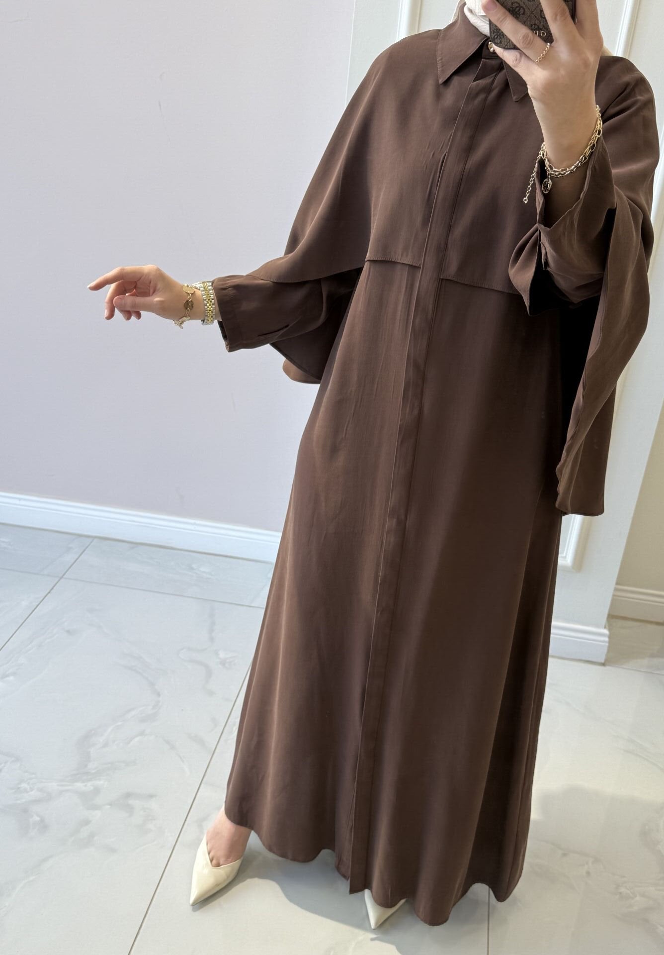 Elegant Cape Sleeve Abaya – Modest Maxi Dress