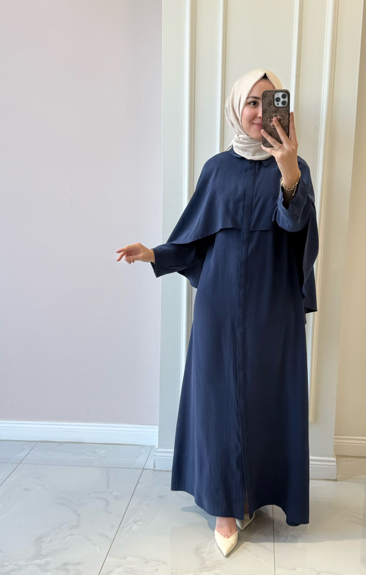 Elegant Cape Sleeve Abaya – Modest Maxi Dress