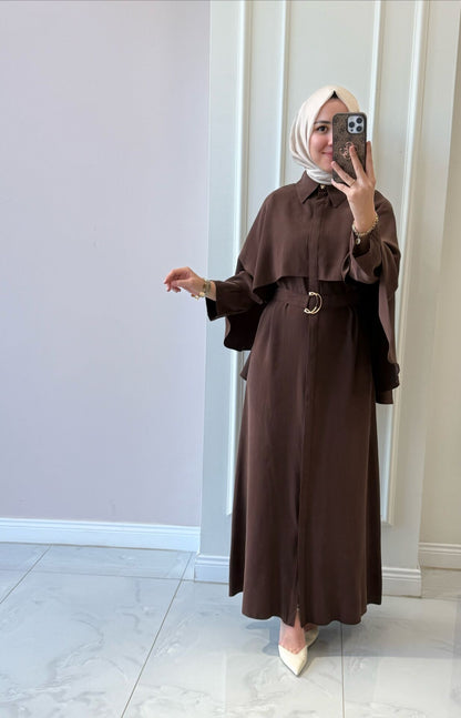 Elegant Cape Sleeve Abaya – Modest Maxi Dress