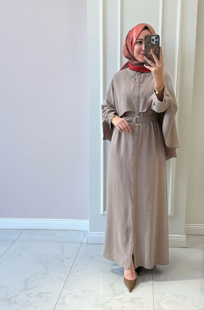Elegant Cape Sleeve Abaya – Modest Maxi Dress