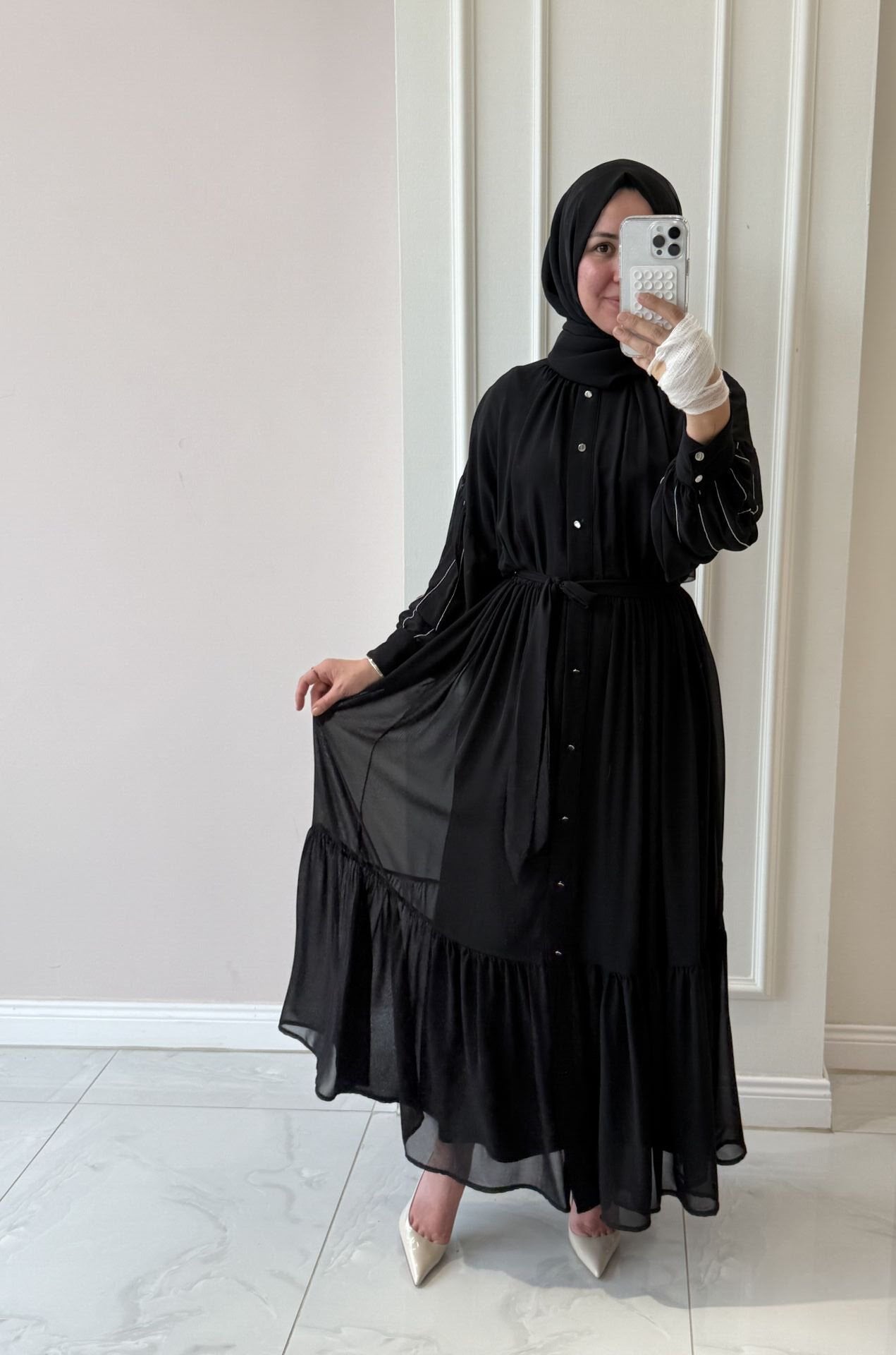 Chiffon Maxi Dress | Long Sleeve Elegant Dress | Abaya Style Outfit | Modest Fashion