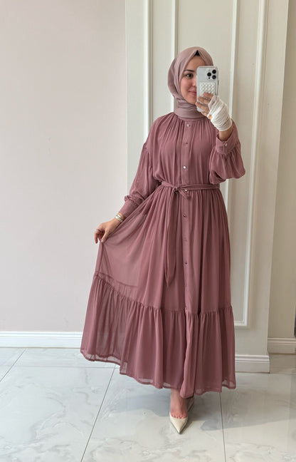 Chiffon Maxi Dress | Long Sleeve Elegant Dress | Abaya Style Outfit | Modest Fashion