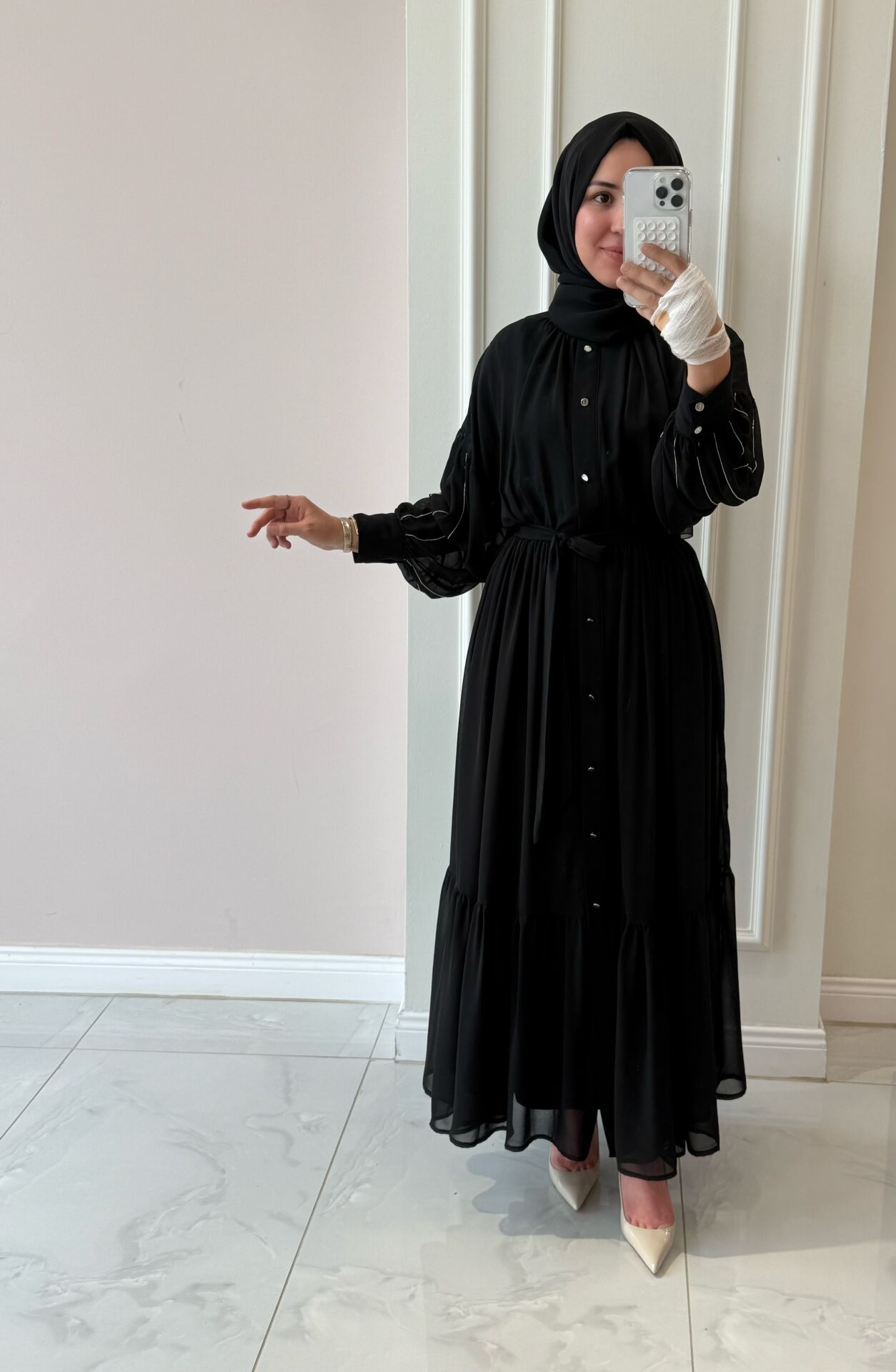 Chiffon Maxi Dress | Long Sleeve Elegant Dress | Abaya Style Outfit | Modest Fashion