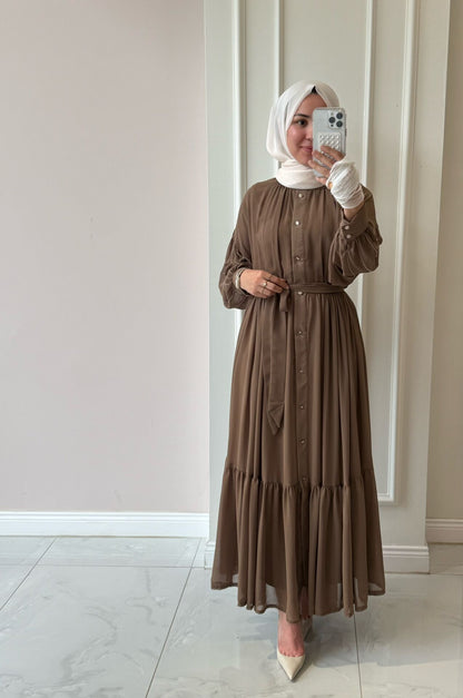 Chiffon Maxi Dress | Long Sleeve Elegant Dress | Abaya Style Outfit | Modest Fashion