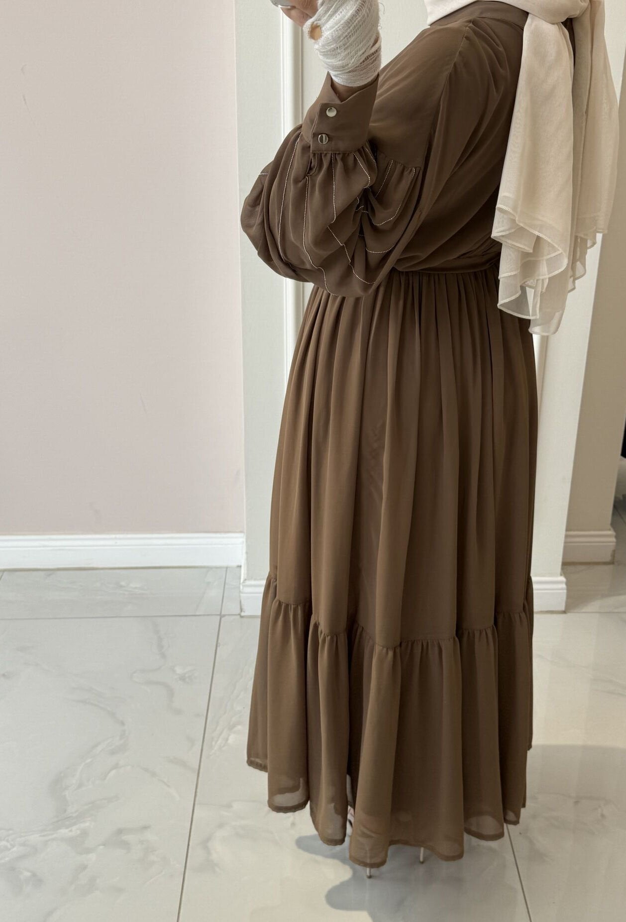 Chiffon Maxi Dress | Long Sleeve Elegant Dress | Abaya Style Outfit | Modest Fashion