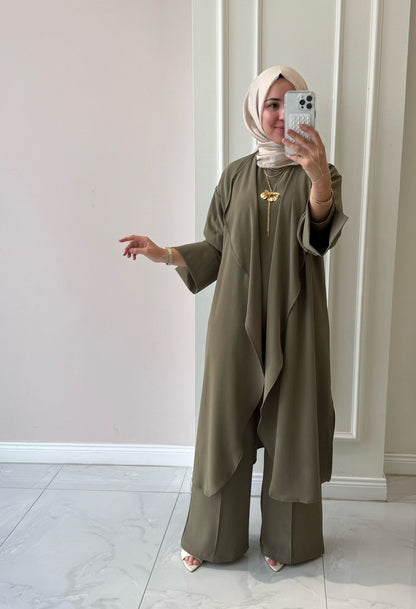 Abaya set, muslim outfit, modest fashion, kimono abaya