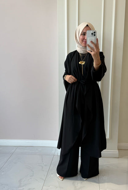 Abaya set, muslim outfit, modest fashion, kimono abaya
