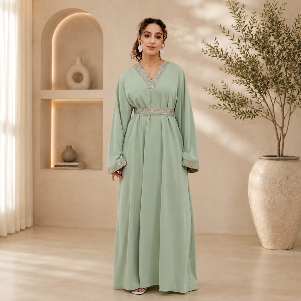 Abaya | Embroidered Modest Dress | Luxury  Maxi Kaftan | Muslim Women's Islamic Clothing | Eid & Ramadan Outfit