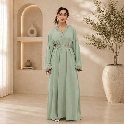 Abaya | Embroidered Modest Dress | Luxury  Maxi Kaftan | Muslim Women's Islamic Clothing | Eid & Ramadan Outfit