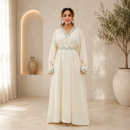 Abaya | Embroidered Modest Dress | Luxury  Maxi Kaftan | Muslim Women's Islamic Clothing | Eid & Ramadan Outfit