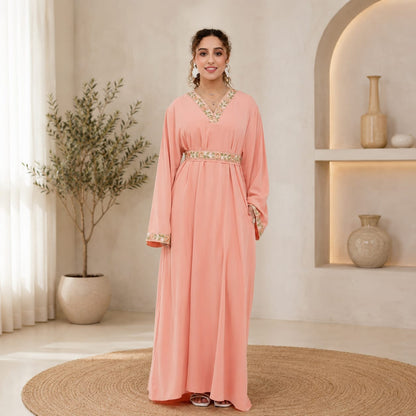 Abaya | Embroidered Modest Dress | Luxury  Maxi Kaftan | Muslim Women's Islamic Clothing | Eid & Ramadan Outfit