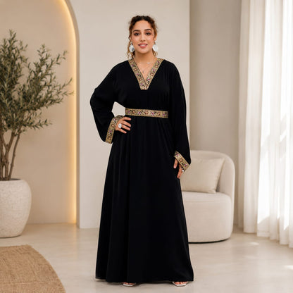 Abaya | Embroidered Modest Dress | Luxury  Maxi Kaftan | Muslim Women's Islamic Clothing | Eid & Ramadan Outfit