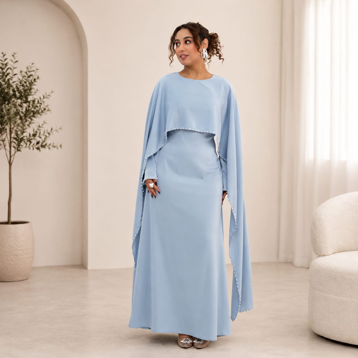 Luxury Pearl Abaya | Formal Maxi Dress for Women