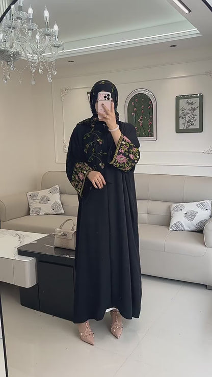 Floral Embroidered Abaya – Elegant & Modest