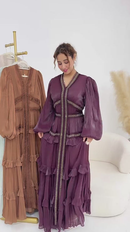 Double-Layered Elegant Sequined Abaya – Dubai Style