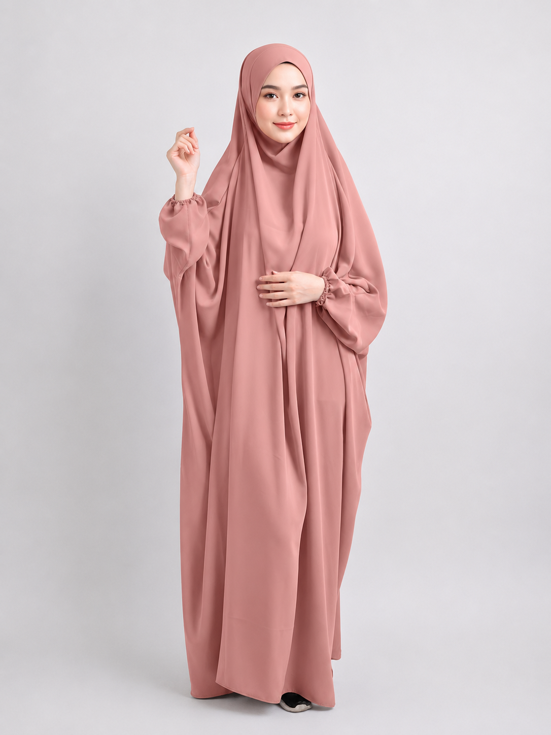 Elegant Prayer Abaya for Women – Loose Batwing Sleeve Hooded Muslim Dress