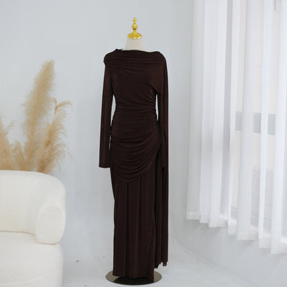 Abaya luxury Elegant Draped Maxi Dress