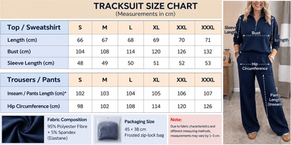 Women's Quarter-Zip Tracksuit Set – Wide-Leg Trousers