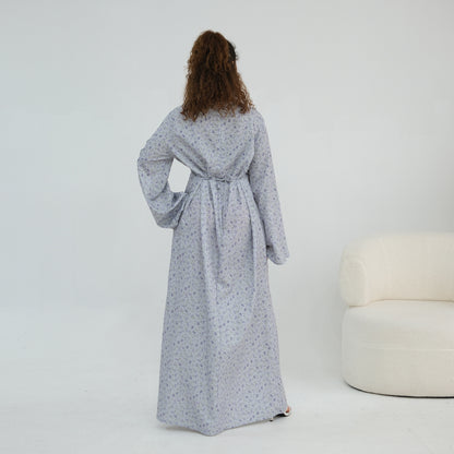 Elegant Floral Print Maxi Abaya – Modest Everyday Dress