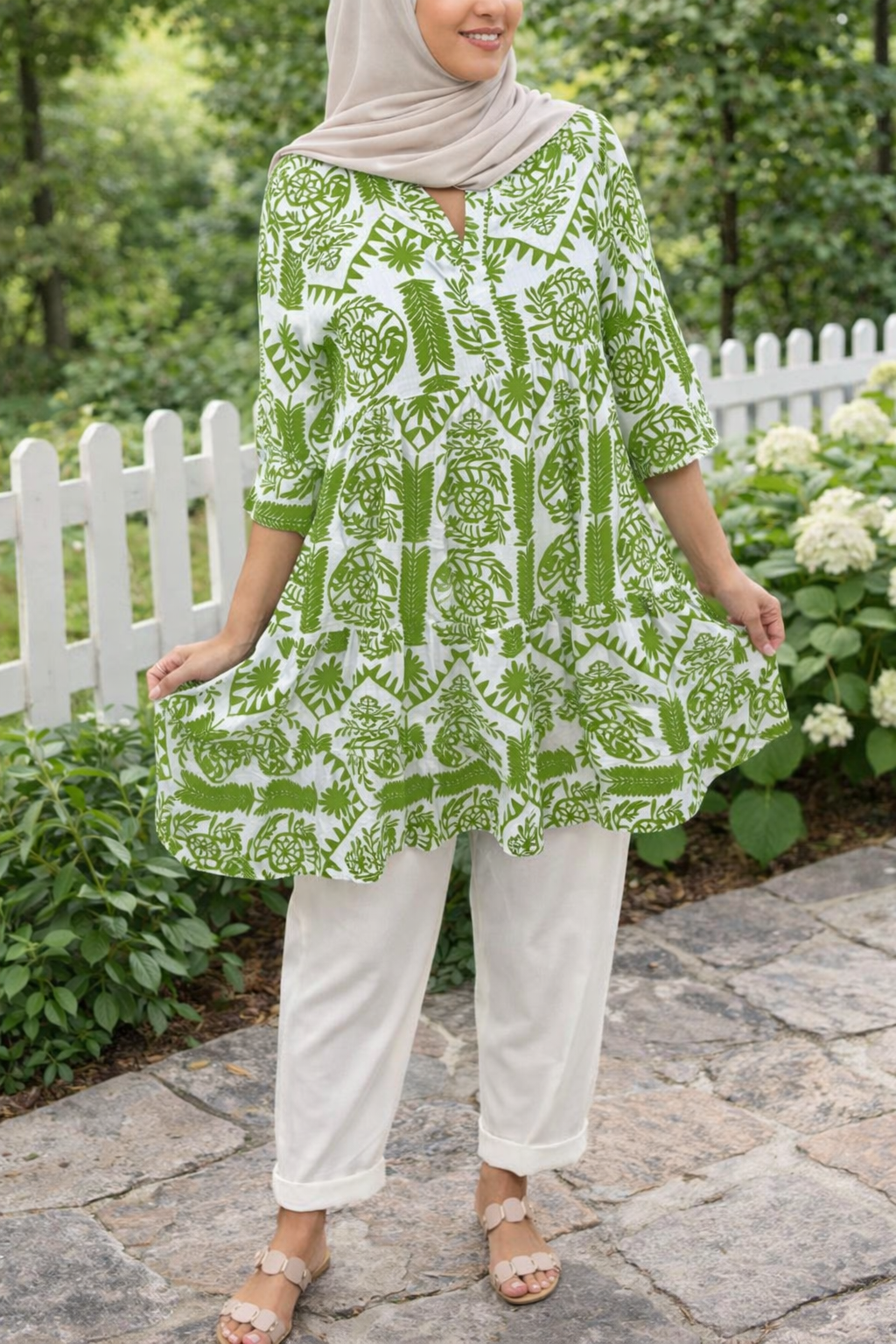 Modest Printed Tunic Dress for Women | Loose Fit Summer Top | Boho Floral Tunic |