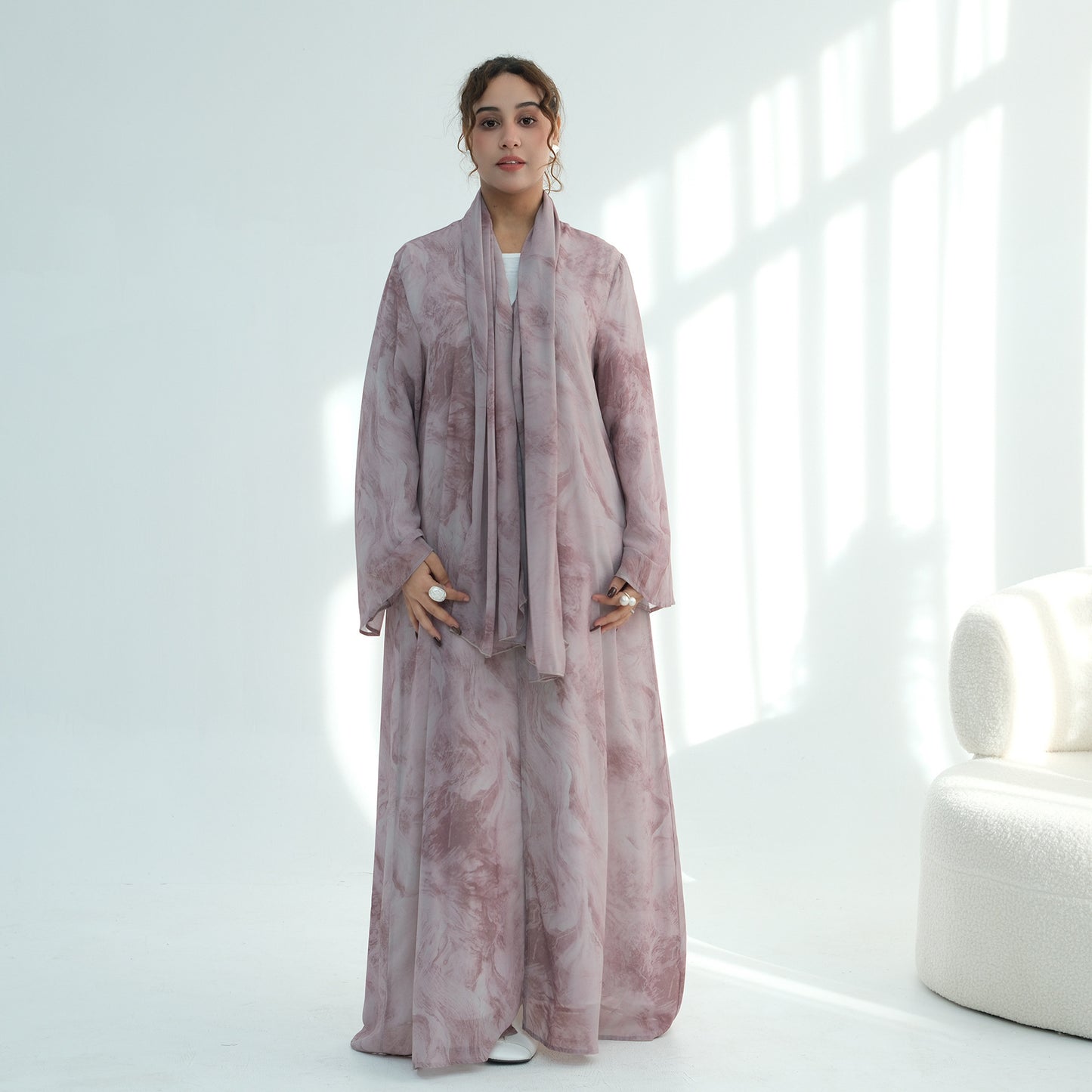 Abaya Set with Matching Hijab | 2 Piece Modest Muslim Dress | Loose Maxi Abaya for Women