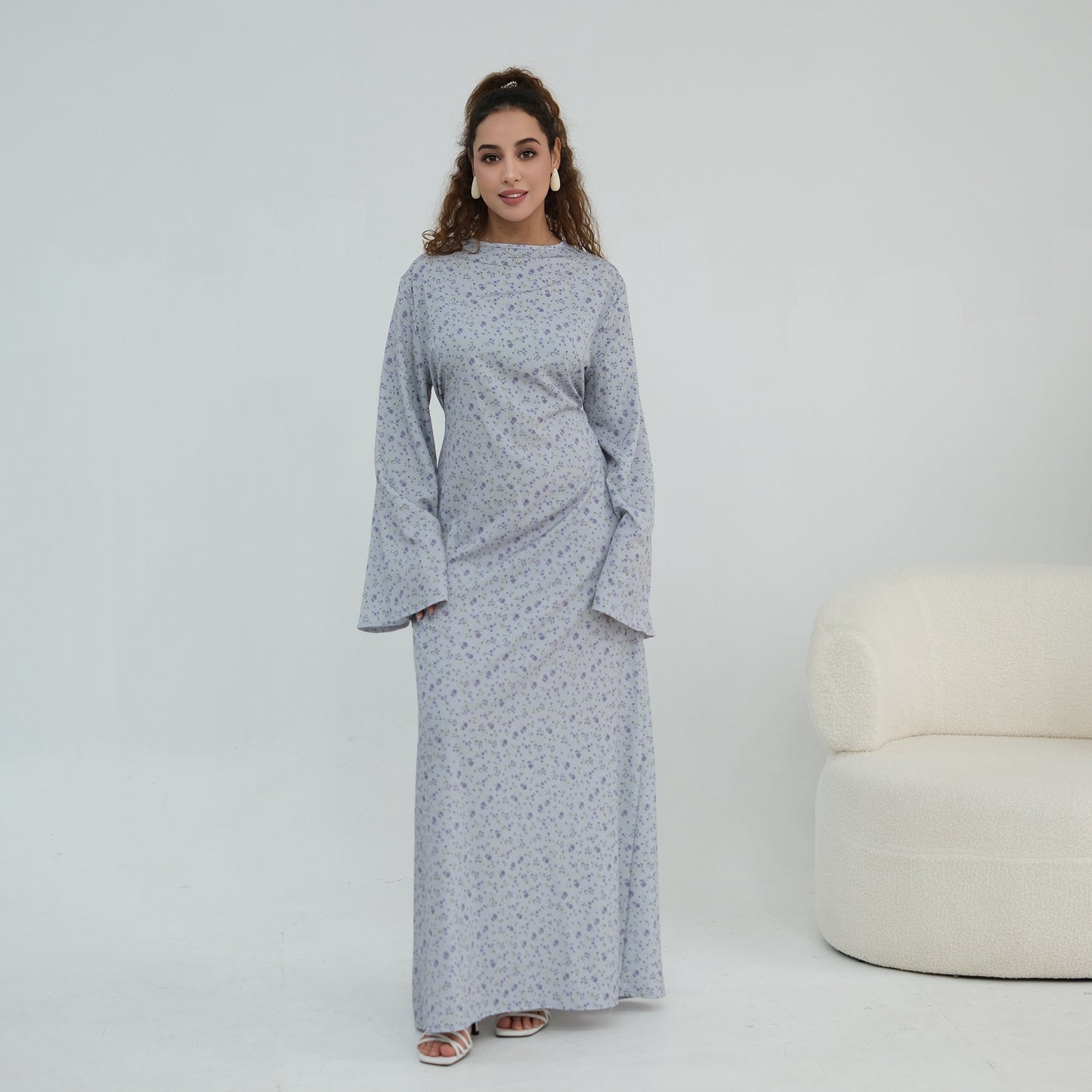 Elegant Floral Print Maxi Abaya – Modest Everyday Dress