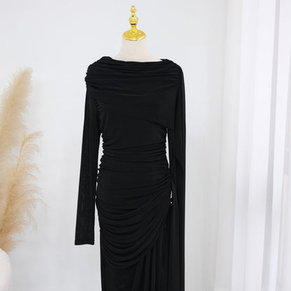 Abaya luxury Elegant Draped Maxi Dress