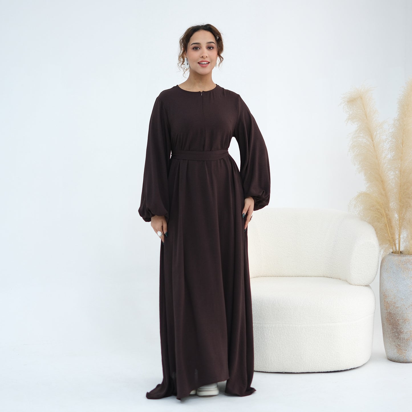 Elegant Balloon Sleeve Maxi Abaya