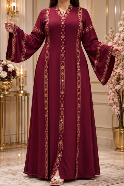 Black Abaya with Beautiful Gold Embroidery – Modest, Elegant, and Comfortable
