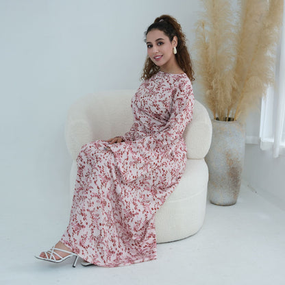 Elegant Floral Print Maxi Abaya – Modest Everyday Dress