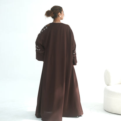 Handmade Beaded Open Abaya for Women | Long Sleeve Cardigan
