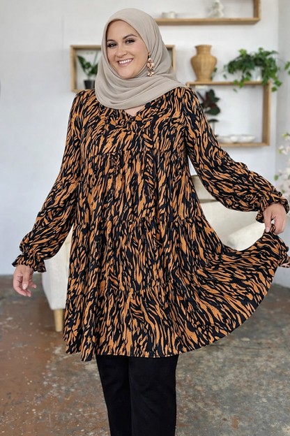 Modest Tiered Tunic – Long Sleeve Flowy Top.