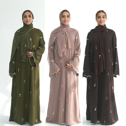 Abaya with Matching Hijab | Modest Maxi Dress for Women | Elegant Islamic Prayer Dress | Loose Fit Eid, Ramadan & Everyda
