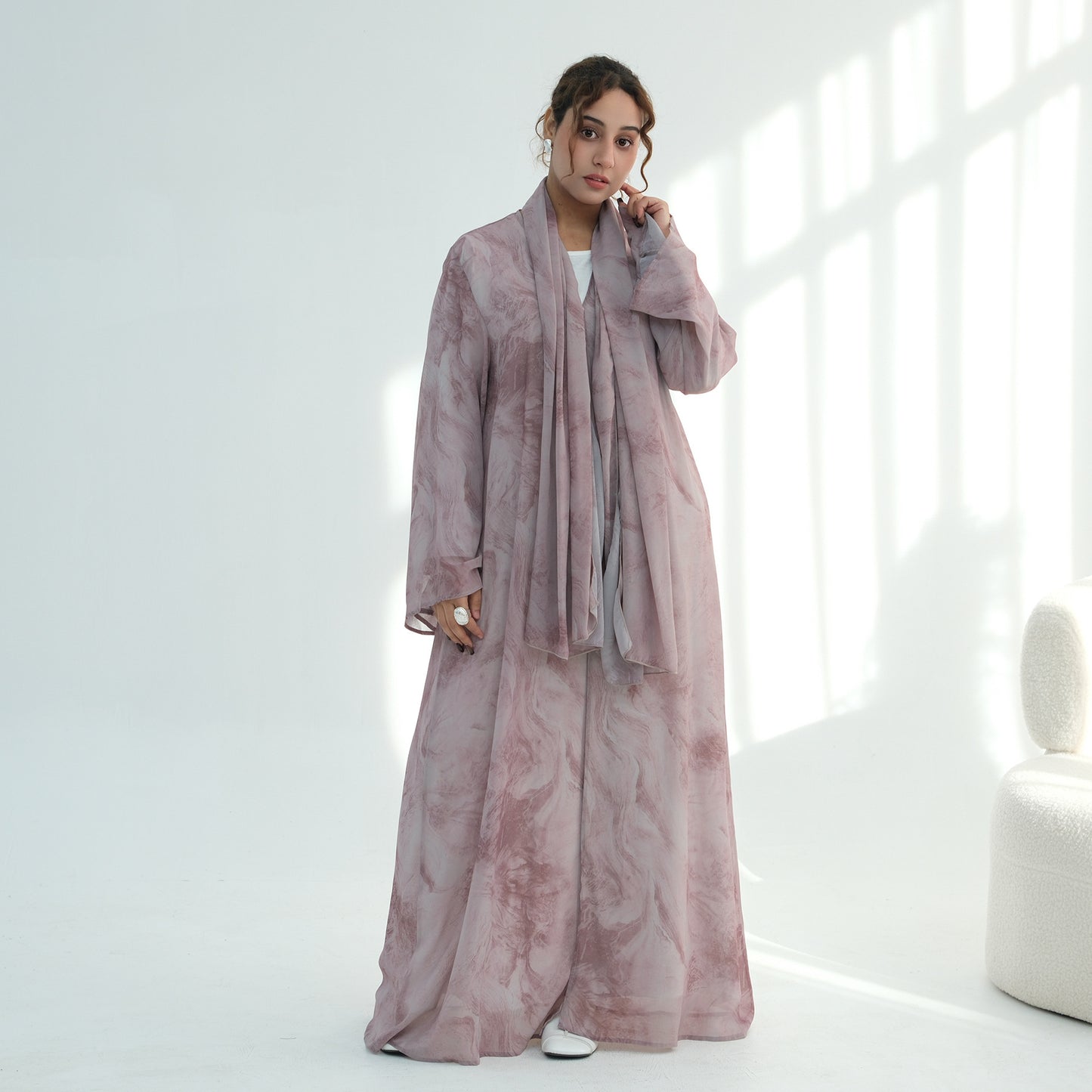 Abaya Set with Matching Hijab | 2 Piece Modest Muslim Dress | Loose Maxi Abaya for Women