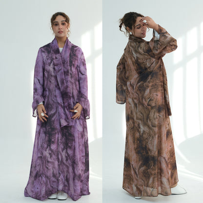 Abaya Set with Matching Hijab | 2 Piece Modest Muslim Dress | Loose Maxi Abaya for Women