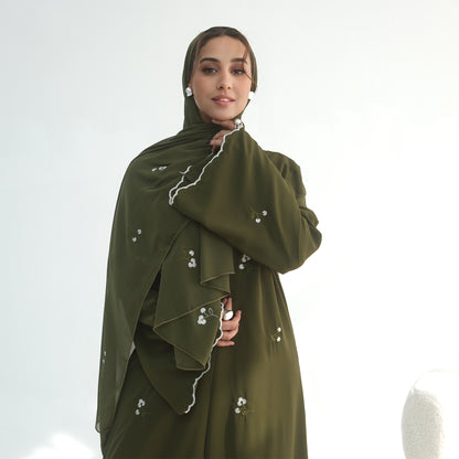 Abaya with Matching Hijab | Modest Maxi Dress for Women | Elegant Islamic Prayer Dress | Loose Fit Eid, Ramadan & Everyda