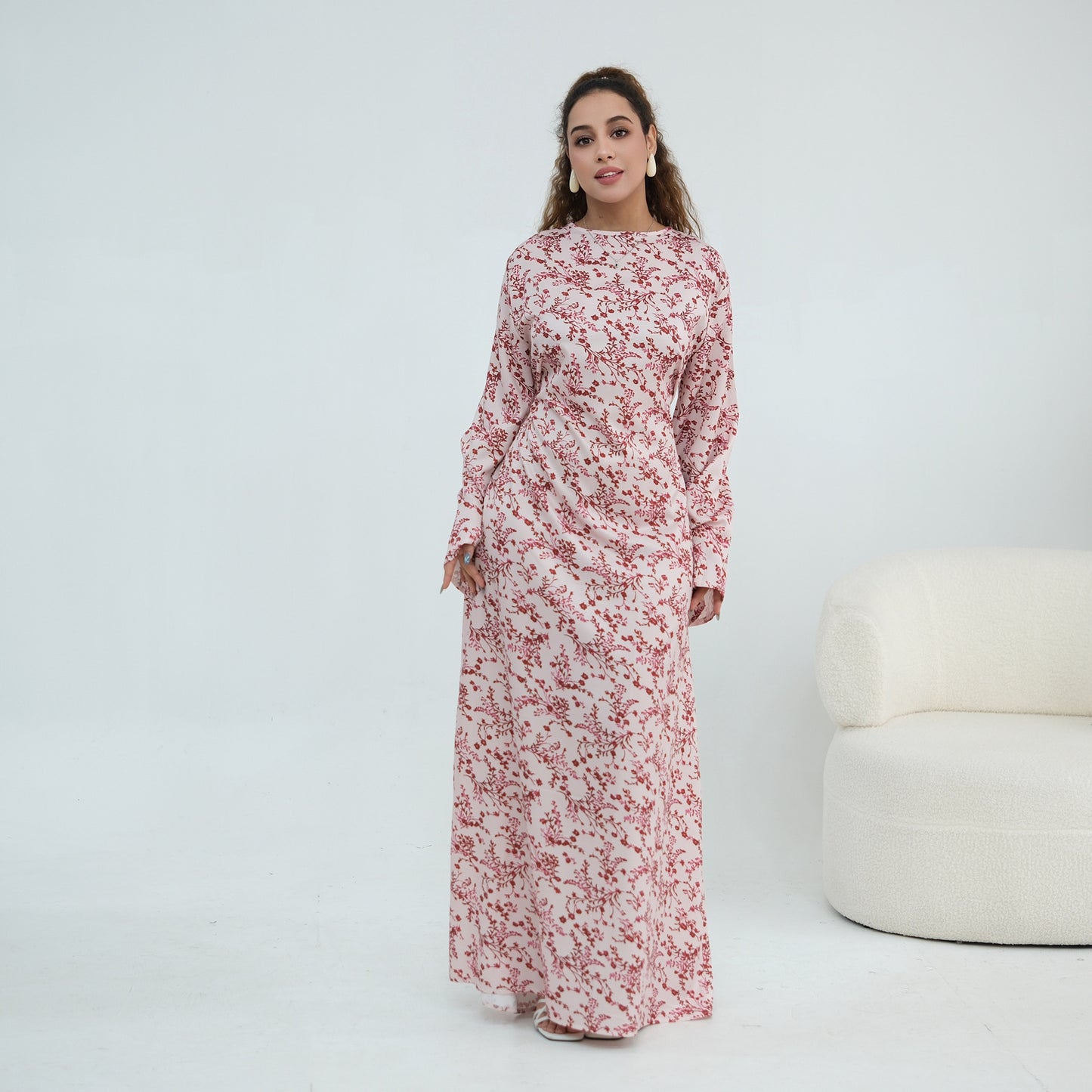 Elegant Floral Print Maxi Abaya – Modest Everyday Dress