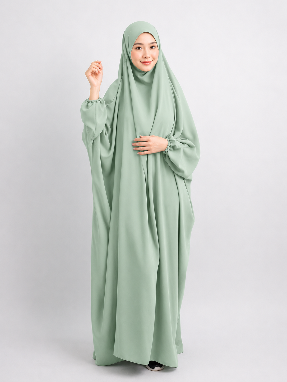 Elegant Prayer Abaya for Women – Loose Batwing Sleeve Hooded Muslim Dress