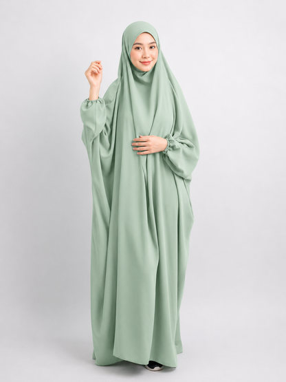 Elegant Prayer Abaya for Women – Loose Batwing Sleeve Hooded Muslim Dress