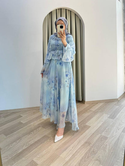 Elegant Dress | Modest Maxi Chiffon Dress | Evening Wear | Flowy I