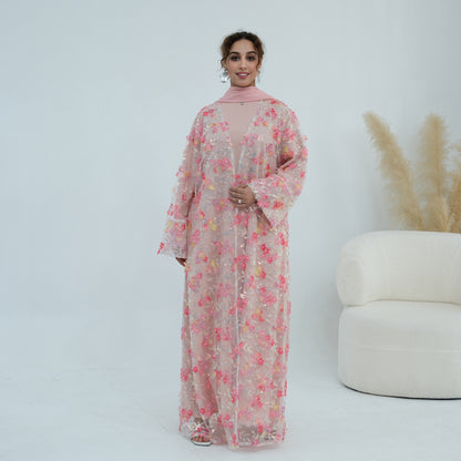 Luxury 3-Piece Floral Embroidery Abaya Set with Matching Hijab