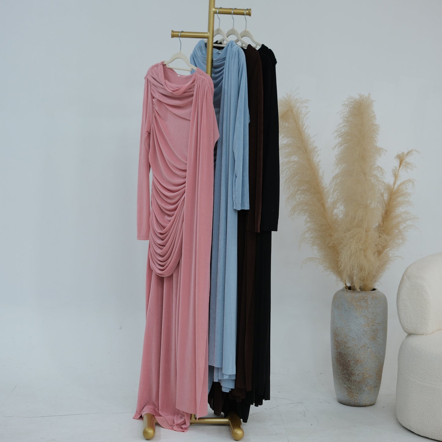 Abaya luxury Elegant Draped Maxi Dress