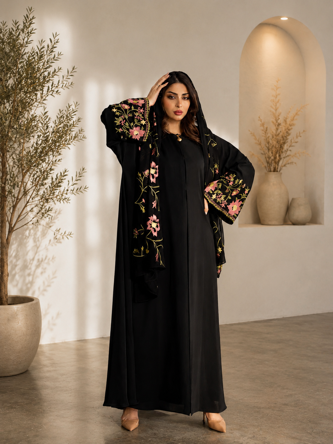 Floral Embroidered Abaya – Elegant & Modest