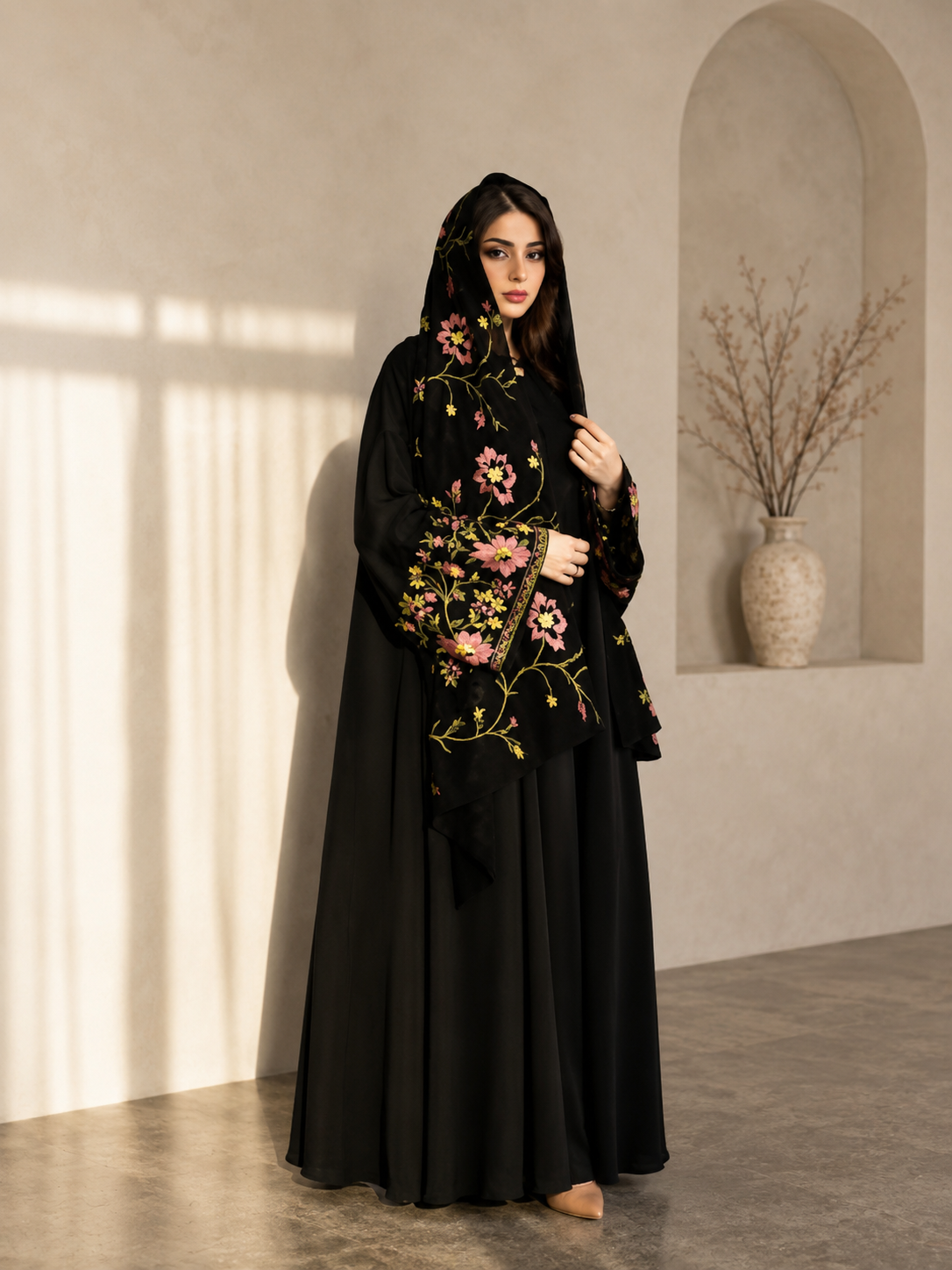 Floral Embroidered Abaya – Elegant & Modest