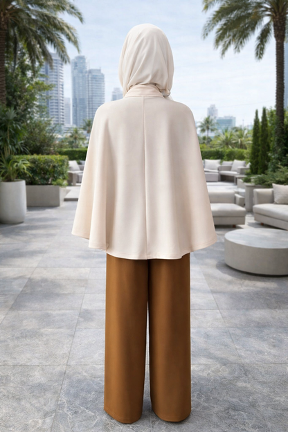 Elegant Beige & Brown Two-Piece Set