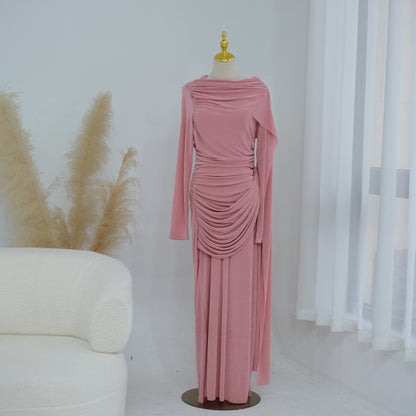 Abaya luxury Elegant Draped Maxi Dress