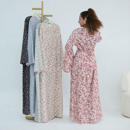 Elegant Floral Print Maxi Abaya – Modest Everyday Dress