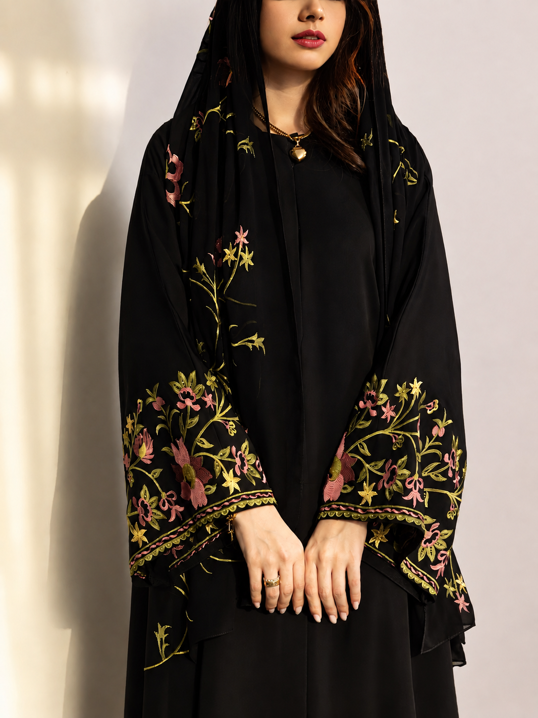 Floral Embroidered Abaya – Elegant & Modest